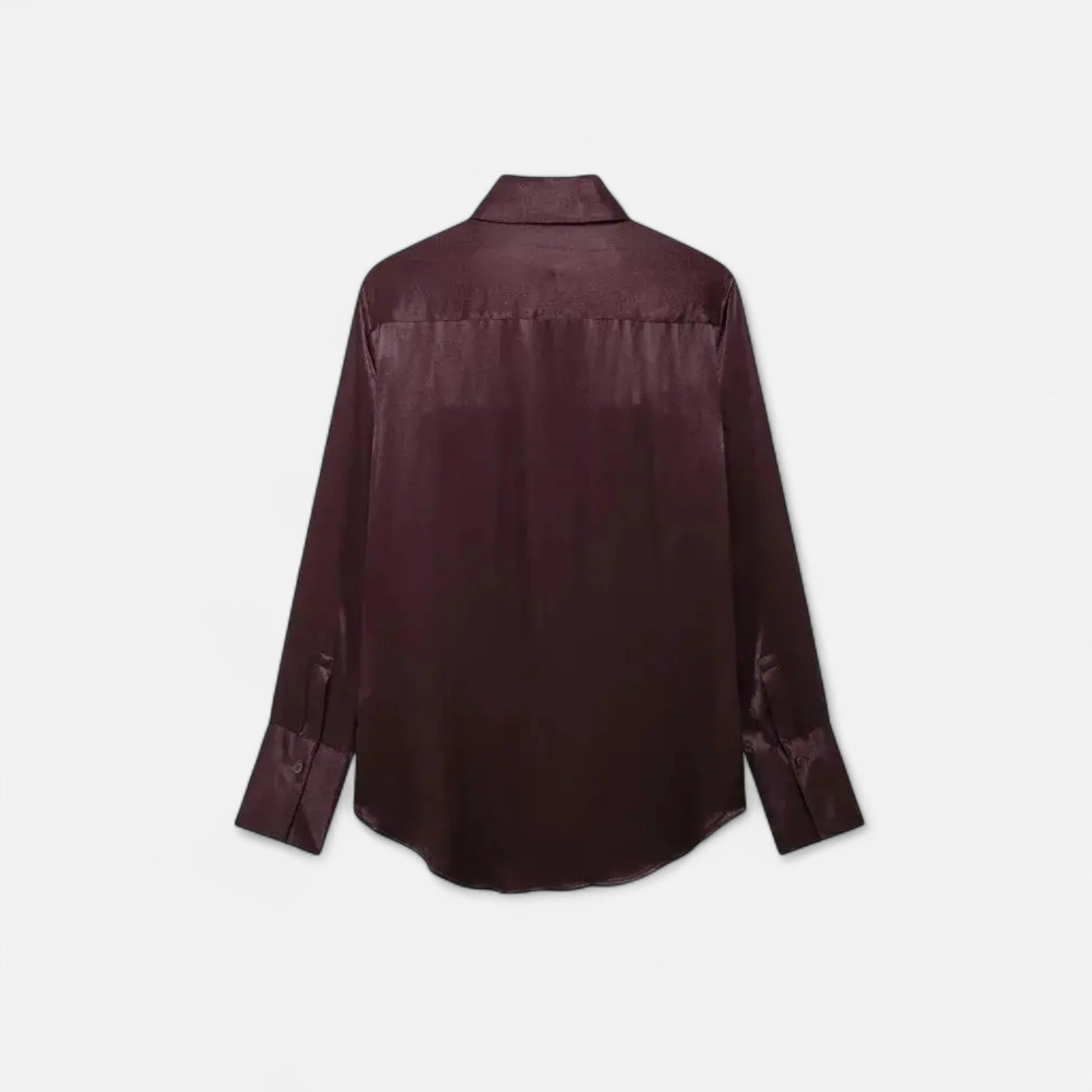 FEMUREA | Women’s Satin Blouse – Long Sleeve Button-Up