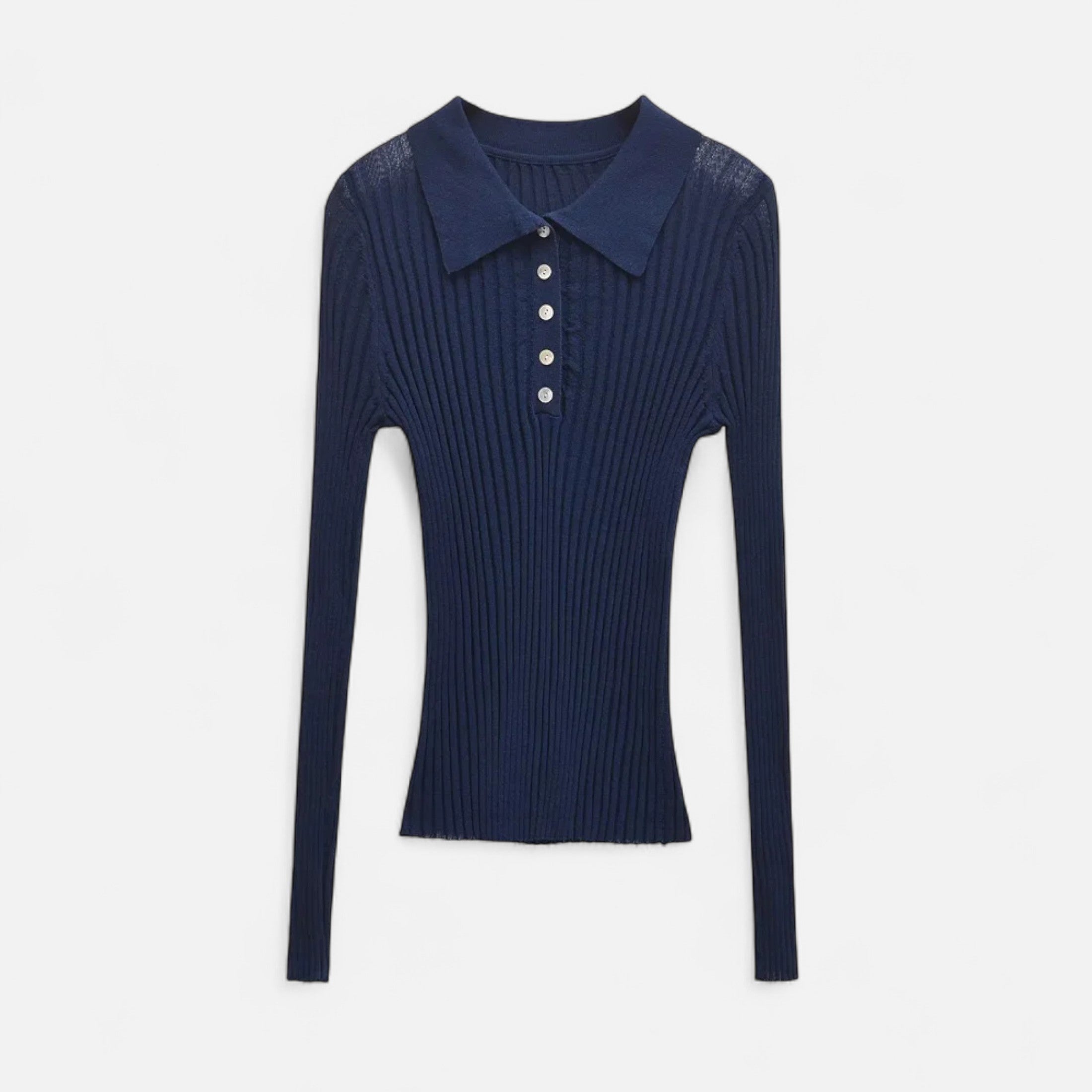 FEMUREA | Women’s Ribbed Knit Jumper – Slim Fit Polo Design