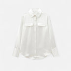 FEMUREA | Women’s Satin Blouse – Long Sleeve Button-Up