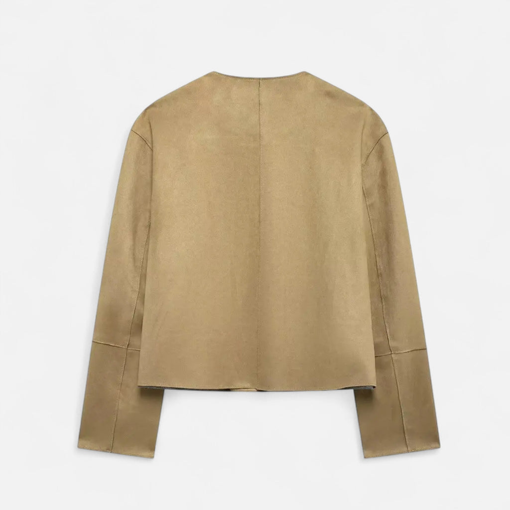 FEMUREA | Women’s Suede Bomber Jacket – Vintage Refined Elegance