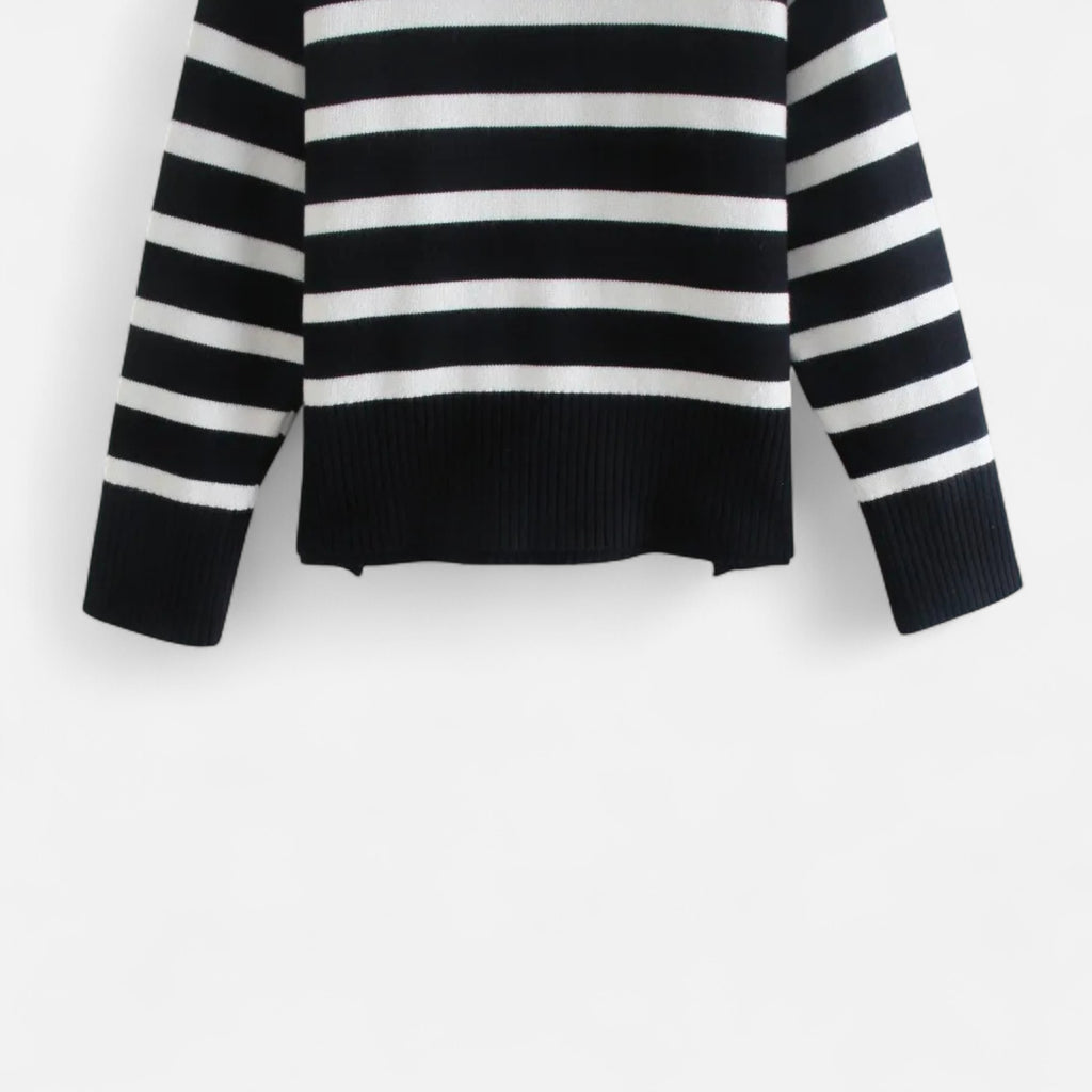 FEMUREA | Women’s Striped Turtleneck Sweater – Classic Knitwear