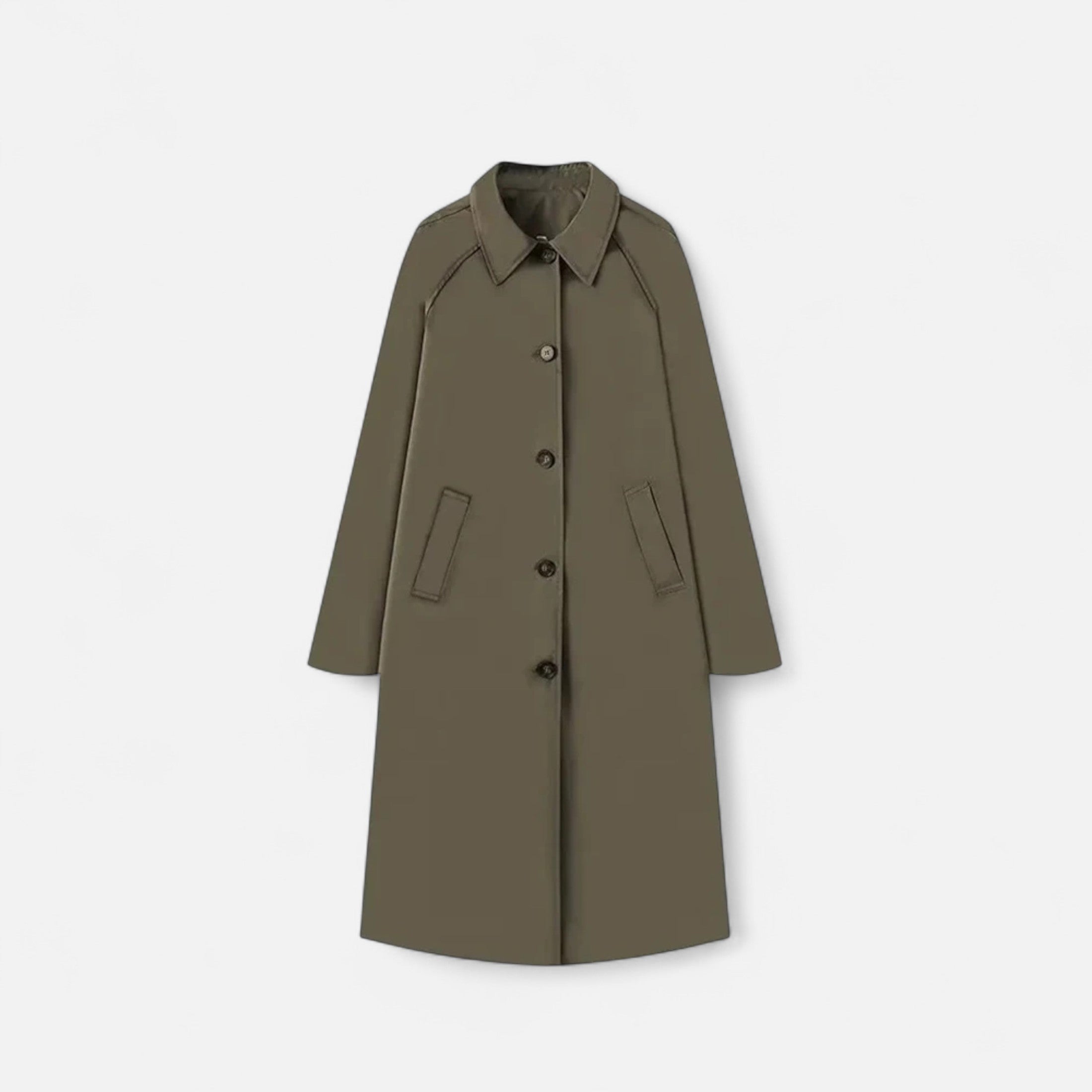 FEMUREA | Women’s Long Trench Coat – Retro Single-Breasted Elegance