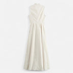 FEMUREA | Women’s Pleated Maxi Dress – Sleeveless Zip Design