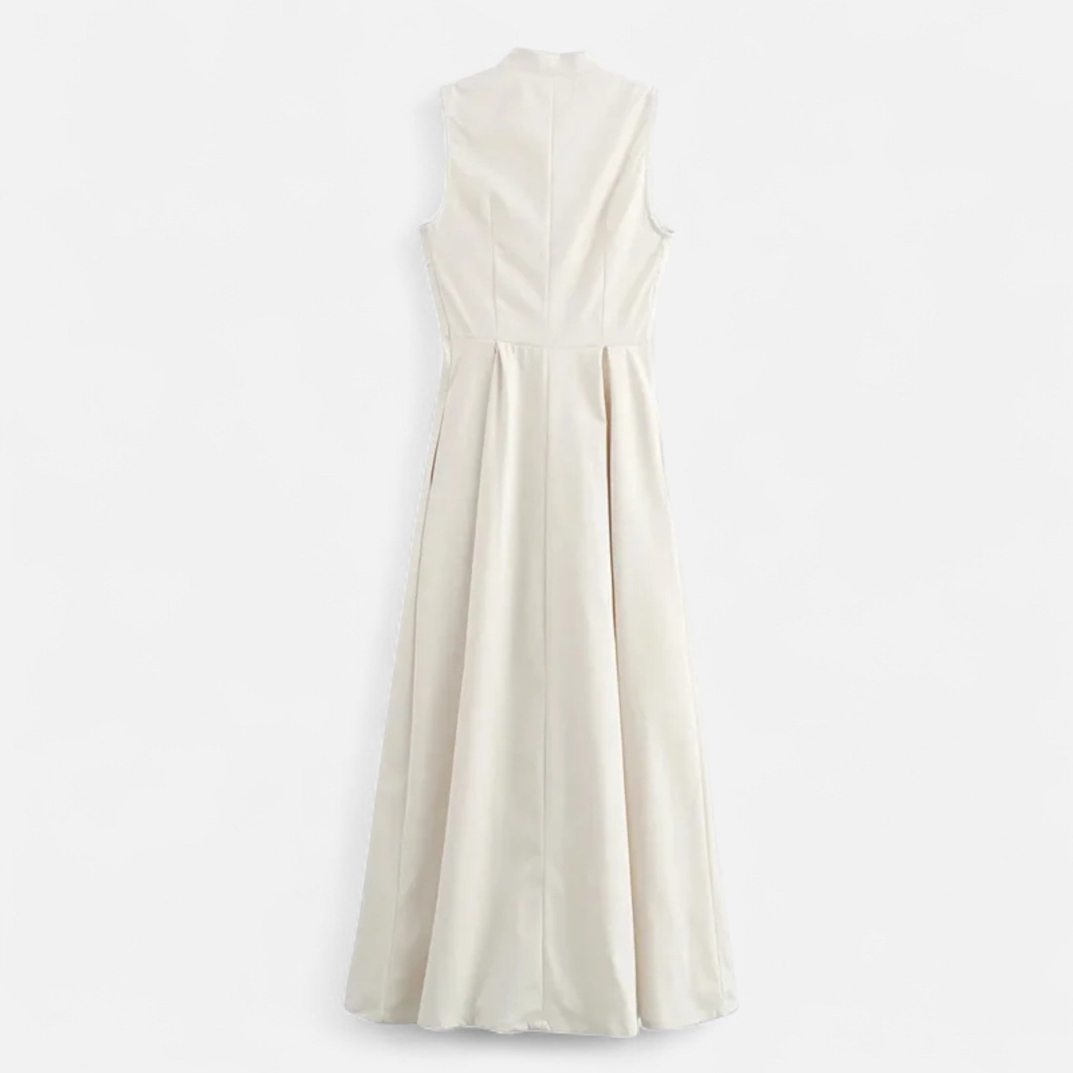 FEMUREA | Women’s Pleated Maxi Dress – Sleeveless Zip Design