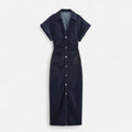 Femurea | Women’s Denim Midi Dress – Button-Up Tailored Fit