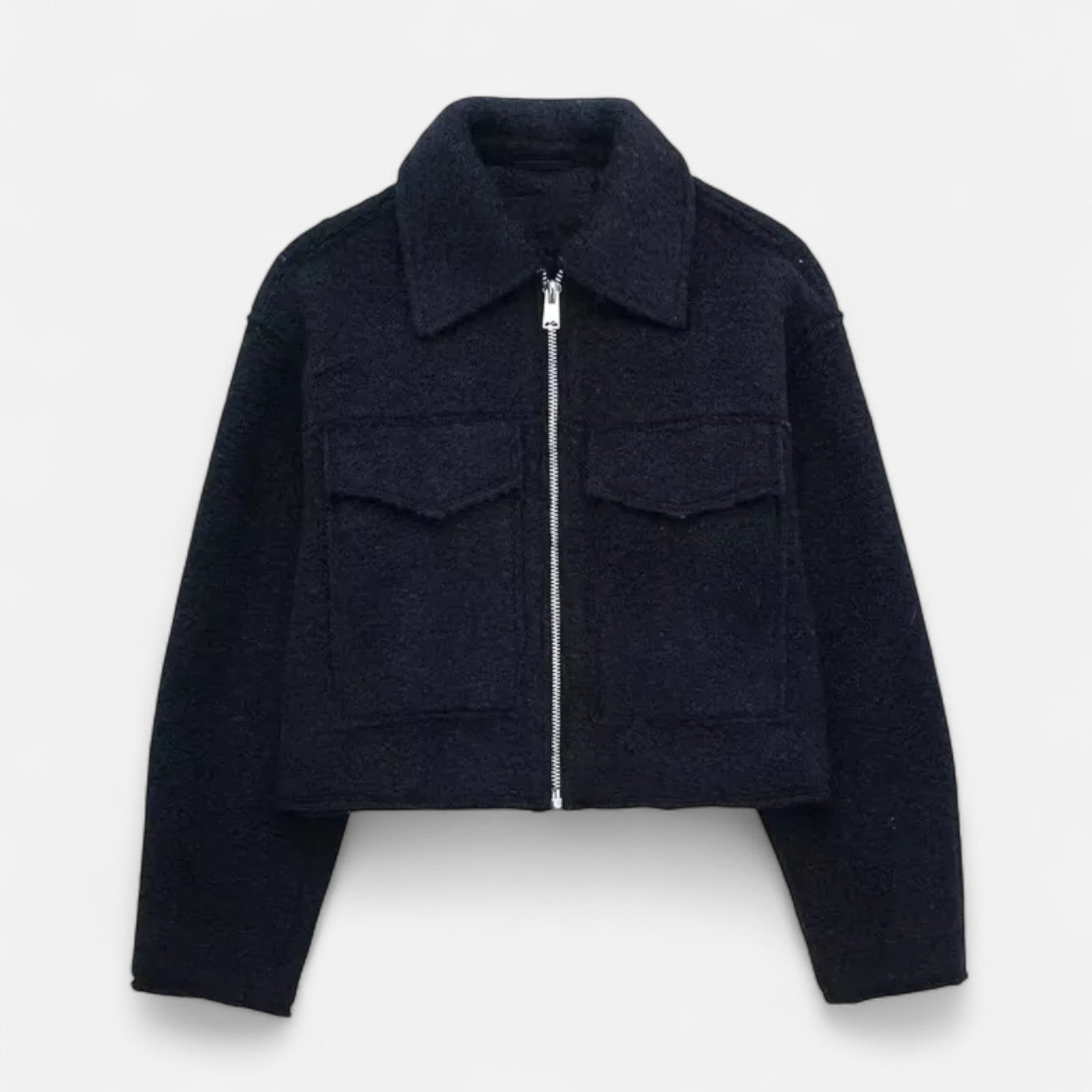 FEMUREA | Women’s Vintage Jacket – Zipped Elegance with Pockets