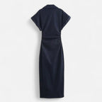 FEMUREA | Women’s Denim Midi Dress – Button-Up Tailored Fit