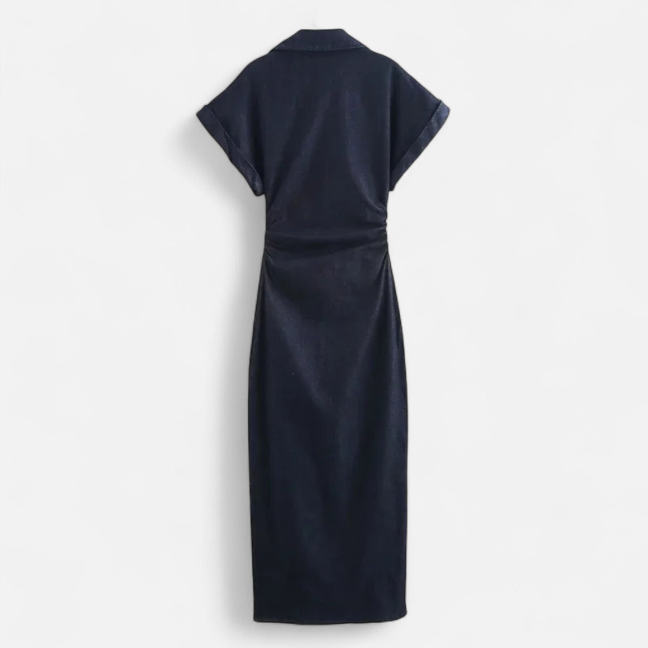 FEMUREA | Women’s Denim Midi Dress – Button-Up Tailored Fit