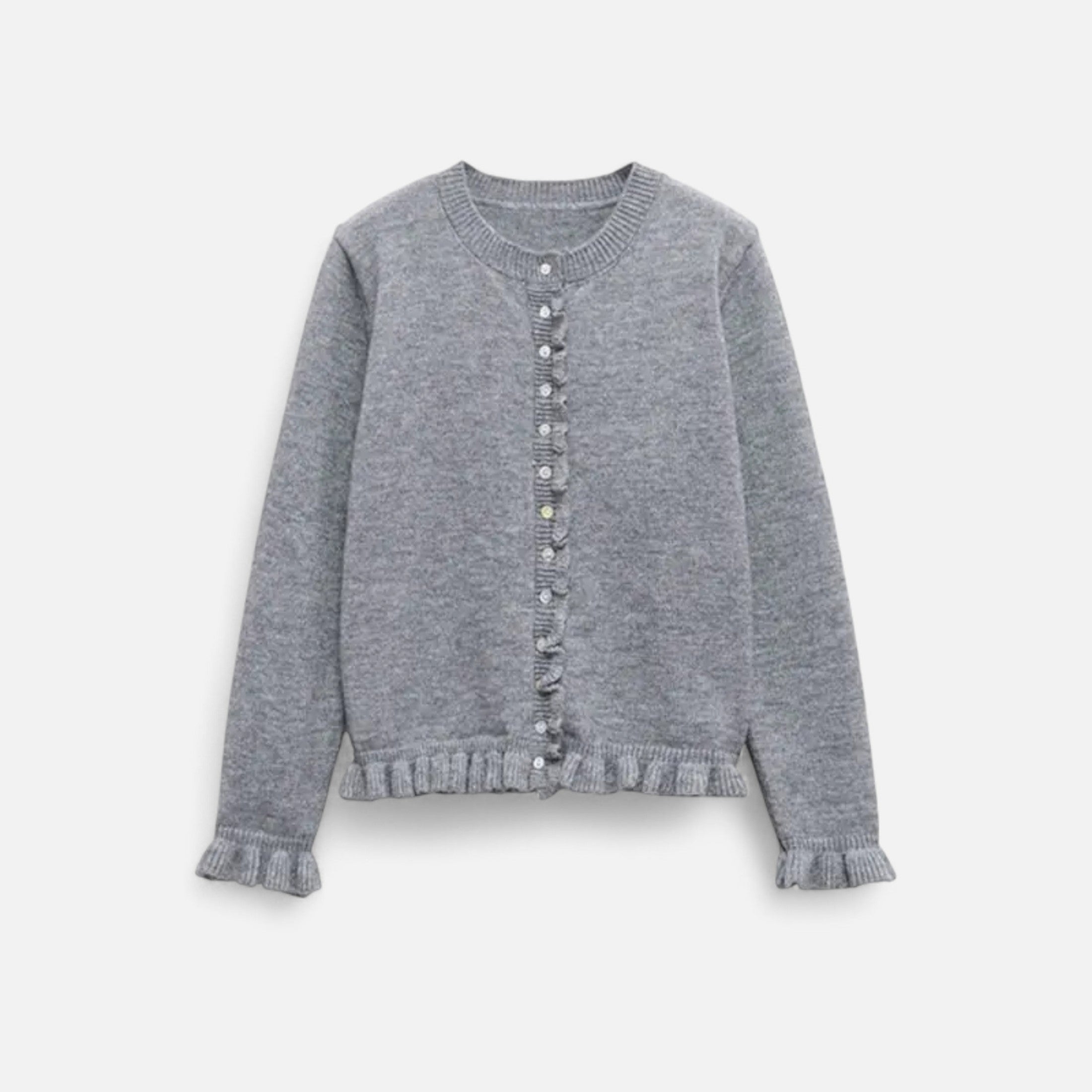 FEMUREA | Women’s Knitted Cardigan – Ruffled Button-Up Elegance