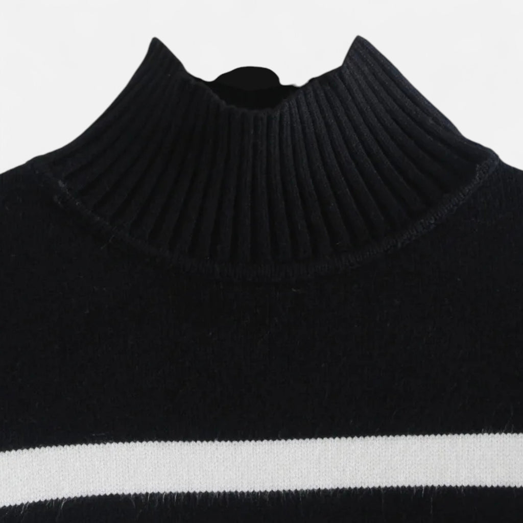FEMUREA | Women’s Striped Turtleneck Sweater – Classic Knitwear