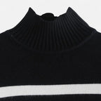 FEMUREA | Women’s Striped Turtleneck Sweater – Classic Knitwear