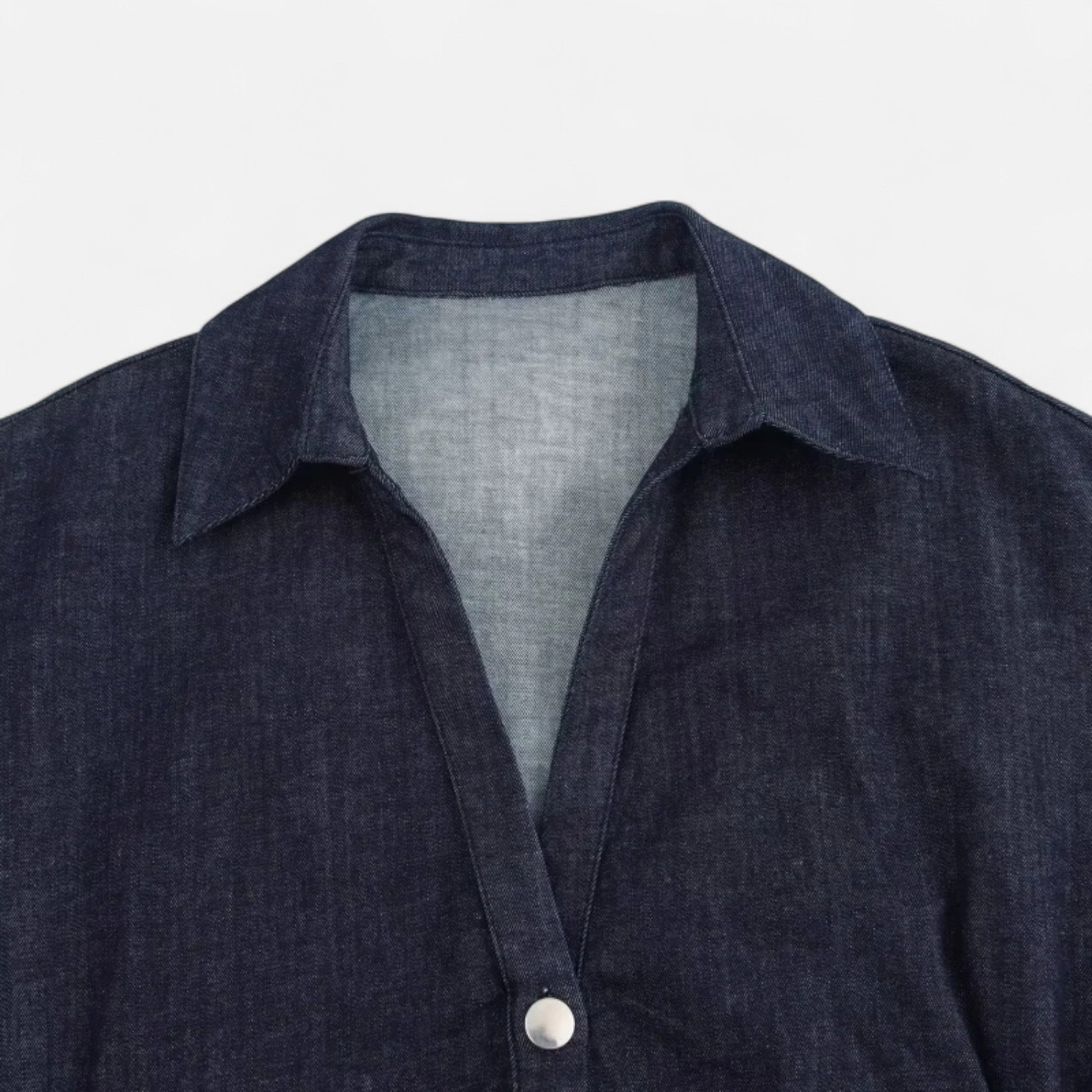 FEMUREA | Women’s Denim Midi Dress – Button-Up Tailored Fit