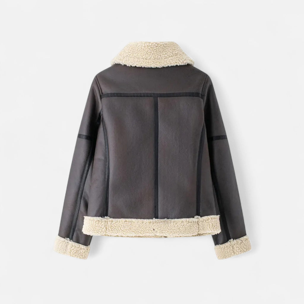 FEMUREA | Women’s Suede Jacket – Belted Faux Shearling Elegance