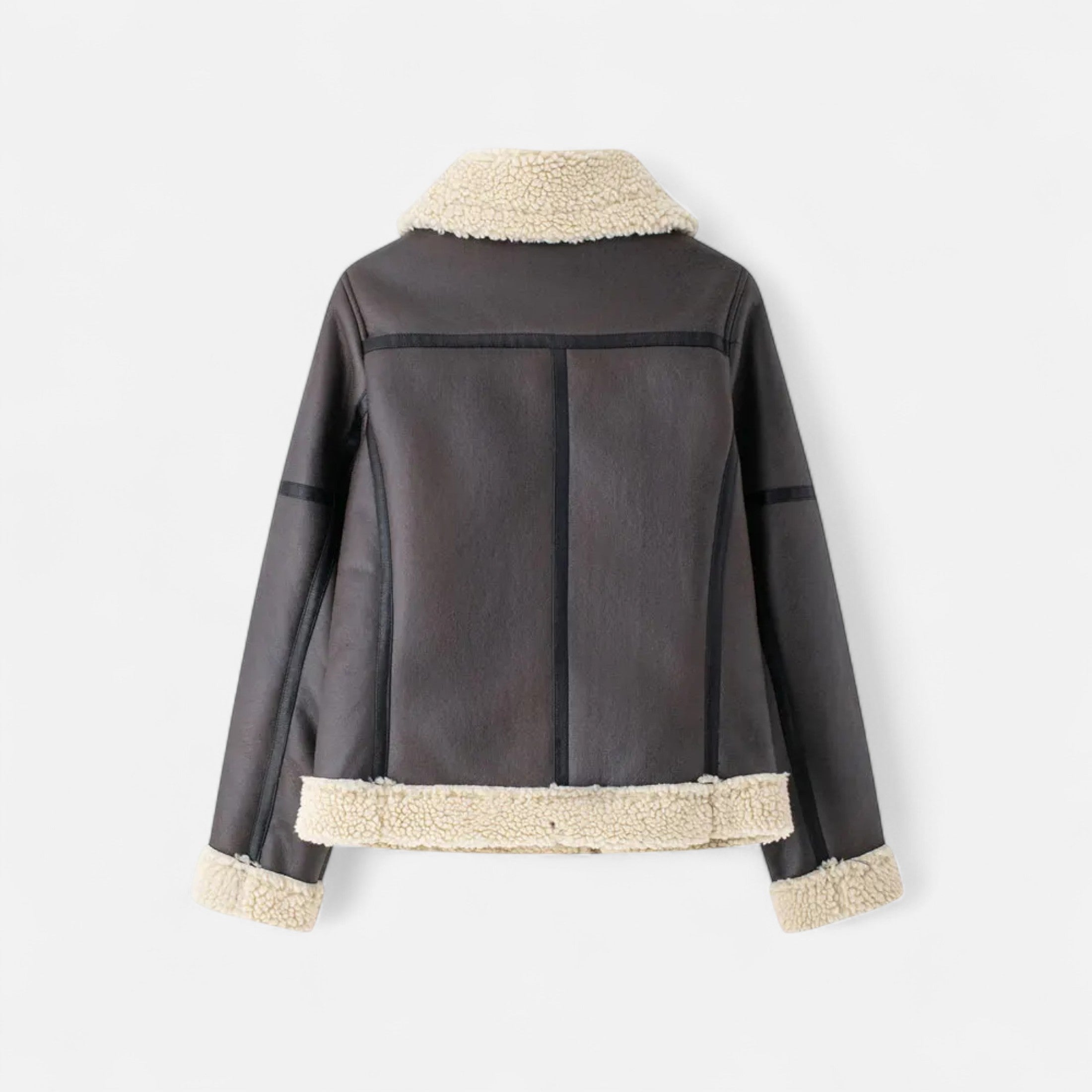 FEMUREA | Women’s Suede Jacket – Belted Faux Shearling Elegance