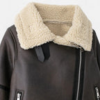 FEMUREA | Women’s Suede Jacket – Belted Faux Shearling Elegance