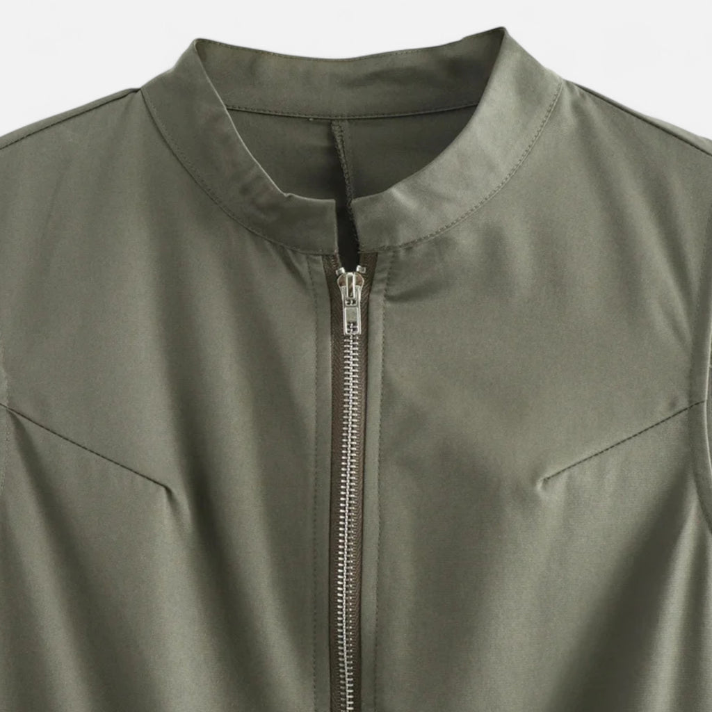 FEMUREA | Women’s Pleated Maxi Dress – Sleeveless Zip Design