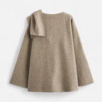 FEMUREA | Women’s Wool Coat – Asymmetric Scarf Collar Elegance