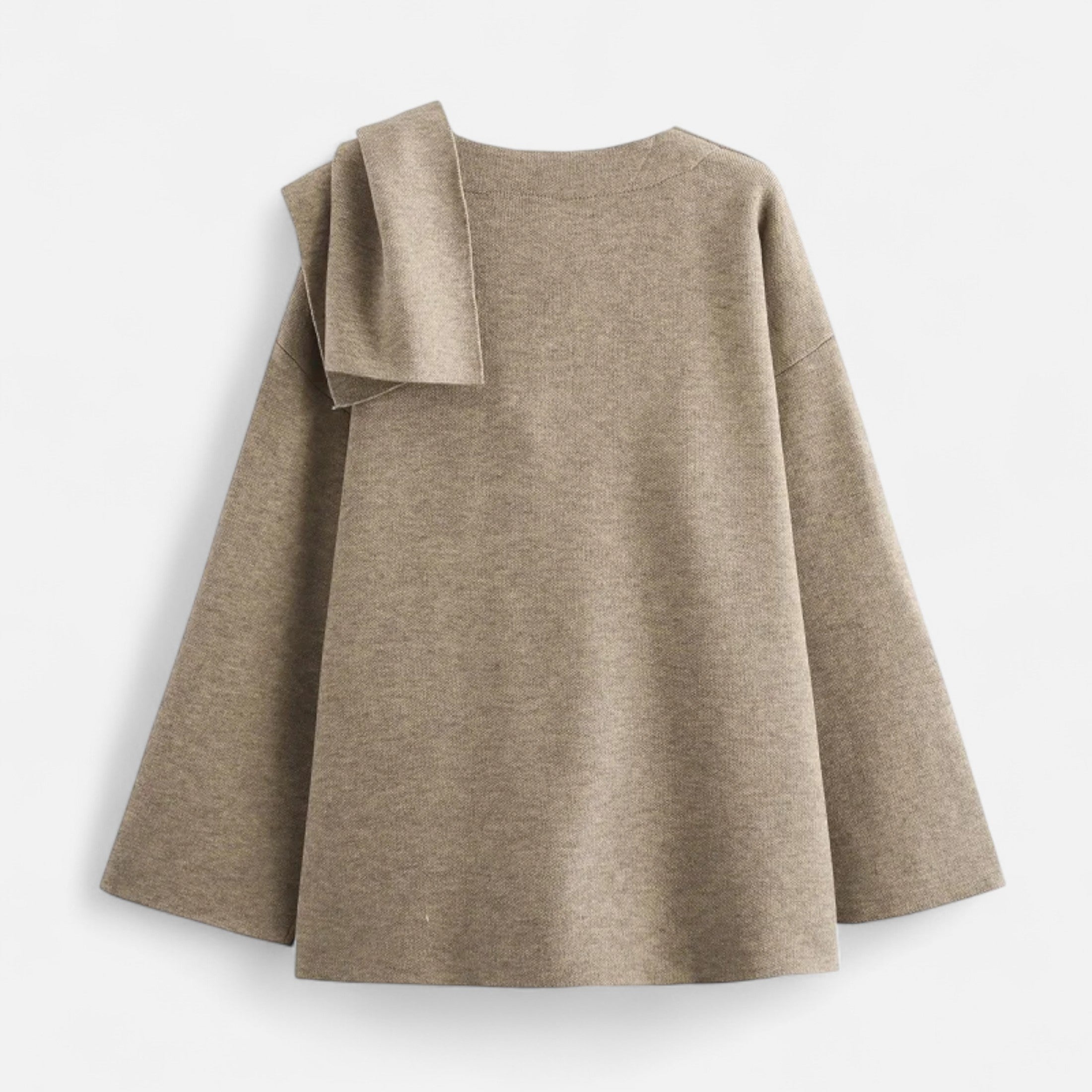 FEMUREA | Women’s Wool Coat – Asymmetric Scarf Collar Elegance