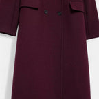 FEMUREA | Women’s Long Wool Coat – Burgundy Double-Breasted Elegance