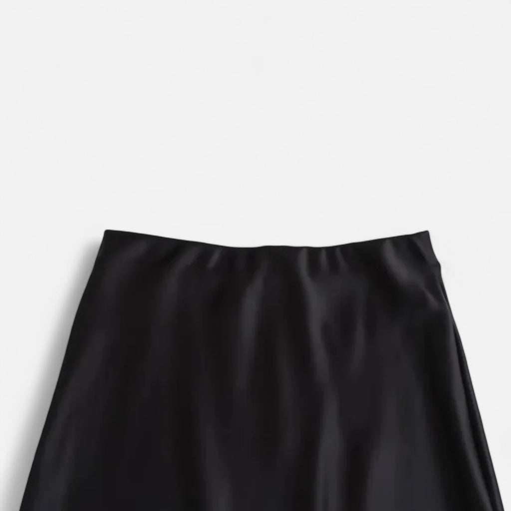 FEMUREA | Women’s Satin Midi Skirt – High-Waist Silky Finish