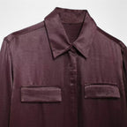 FEMUREA | Women’s Satin Blouse – Long Sleeve Button-Up