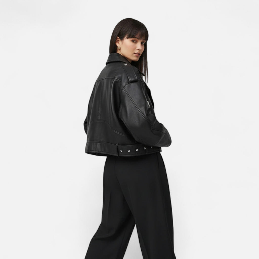 FEMUREA | Women’s Faux Leather Jacket – Oversized Vintage Elegance