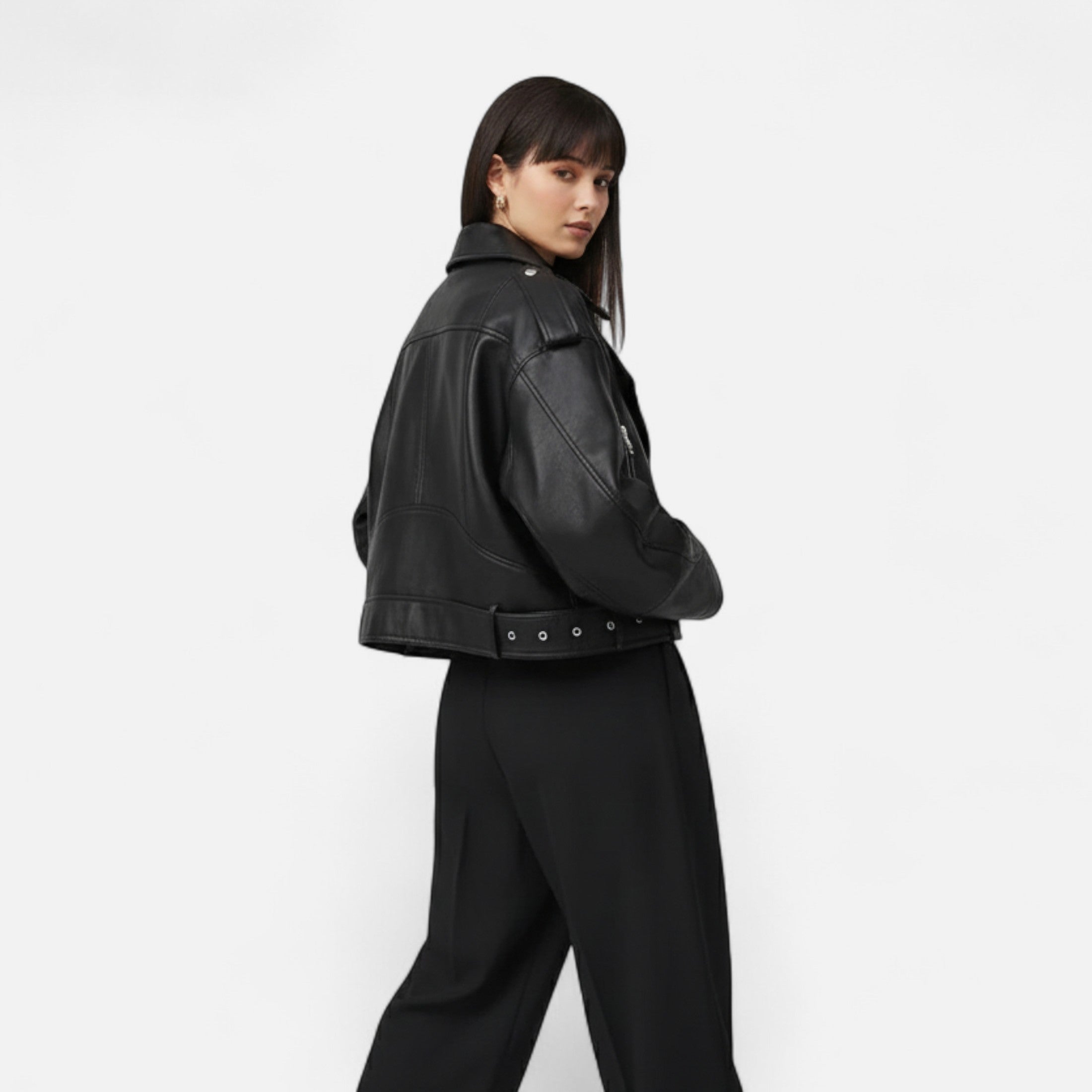 FEMUREA | Women’s Faux Leather Jacket – Oversized Vintage Elegance