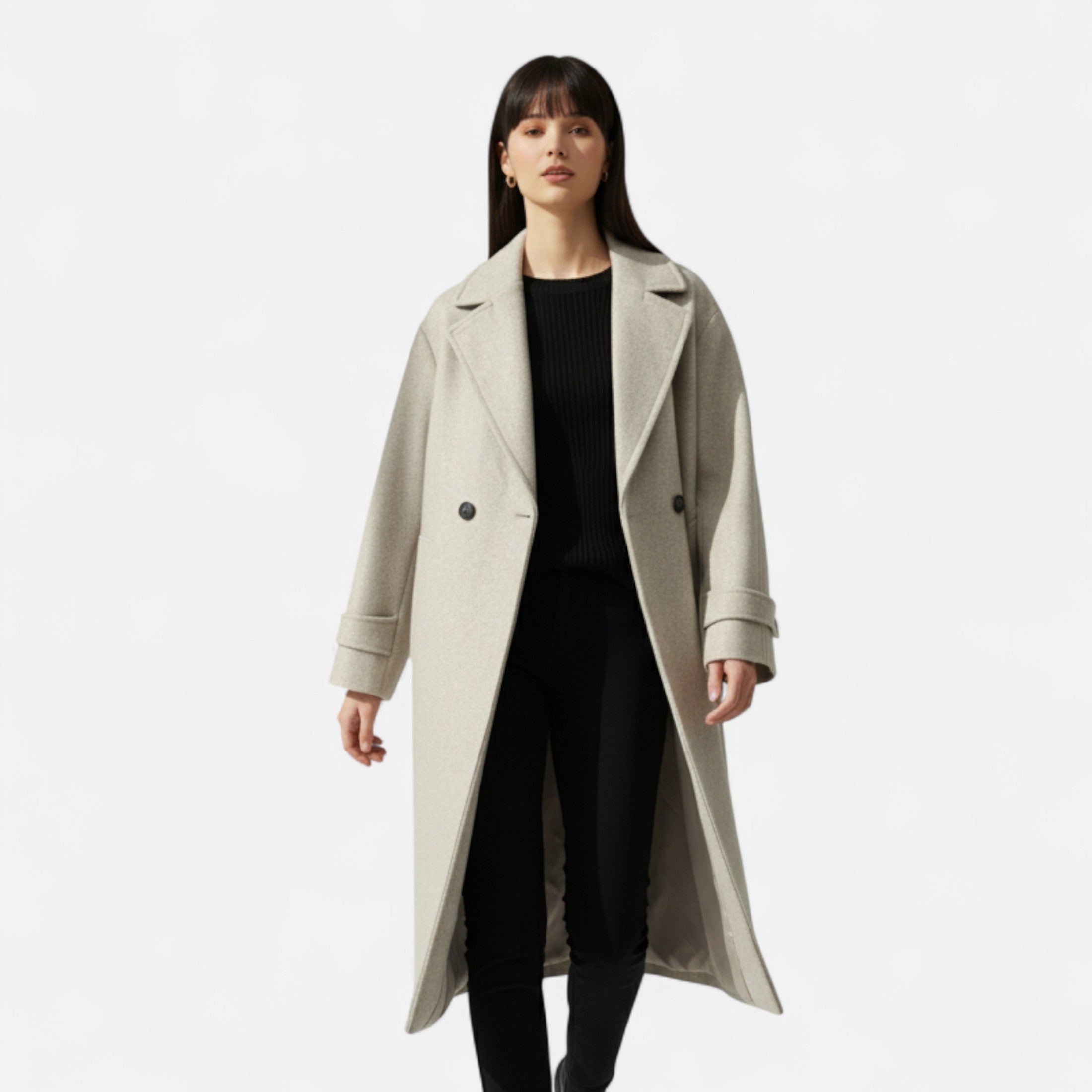 FEMUREA | Women’s Long Overcoat – Heritage Double-Breasted Style