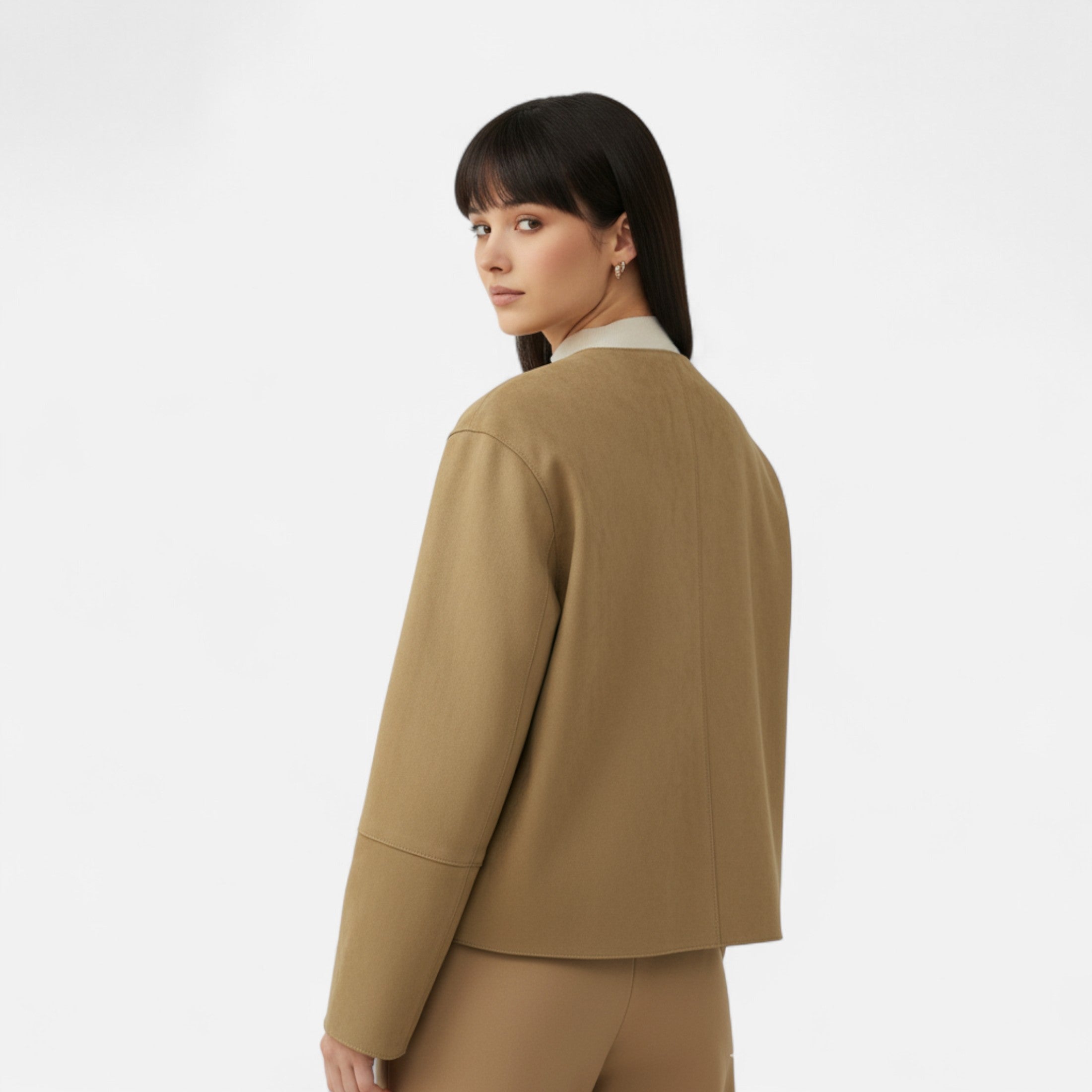 FEMUREA | Women’s Suede Bomber Jacket – Vintage Refined Elegance