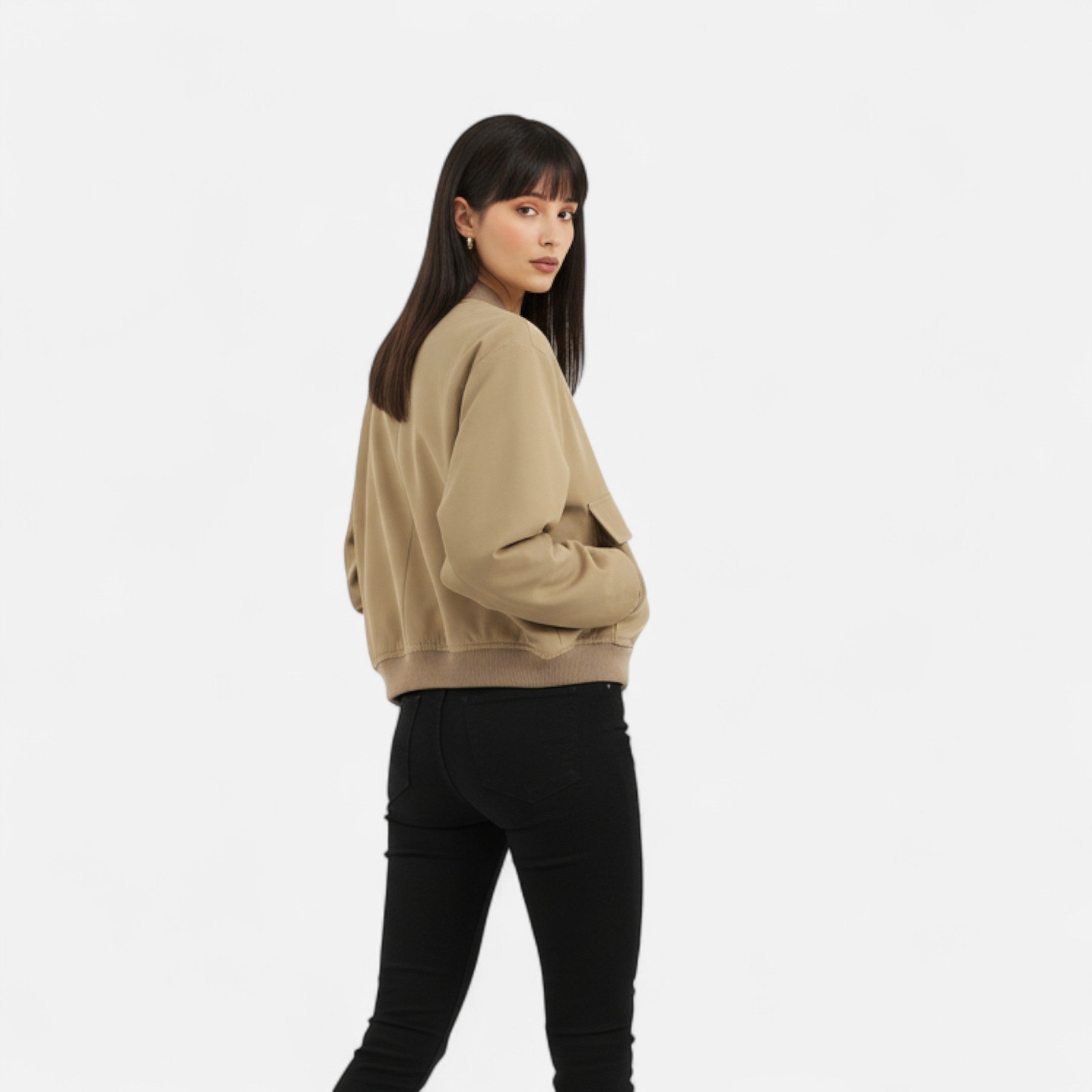 FEMUREA | Women’s Bomber Jacket – Vintage Single-Breasted Elegance