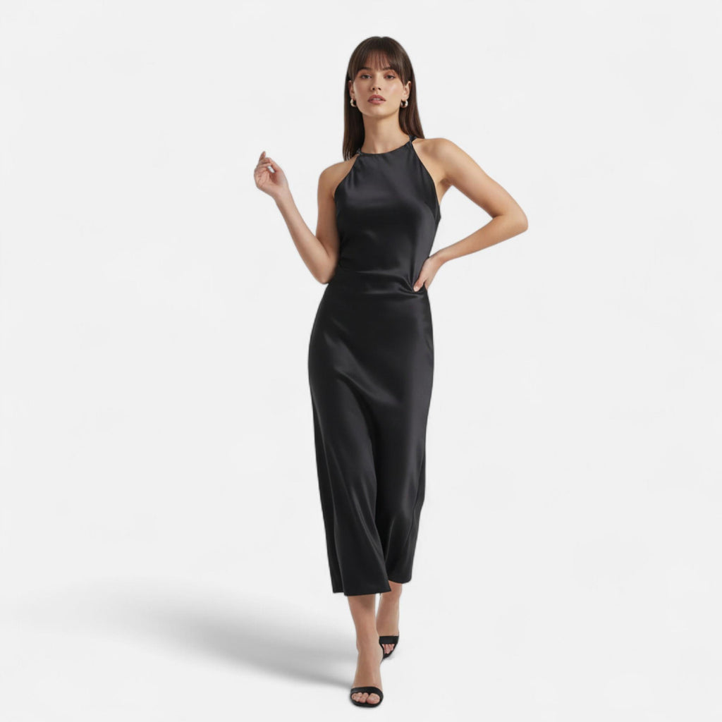 FEMUREA | Off-Shoulder Satin Ruched Dress – Timeless Allure