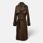 FEMUREA | Women’s Long Faux Suede Coat – Vintage Belted Elegance