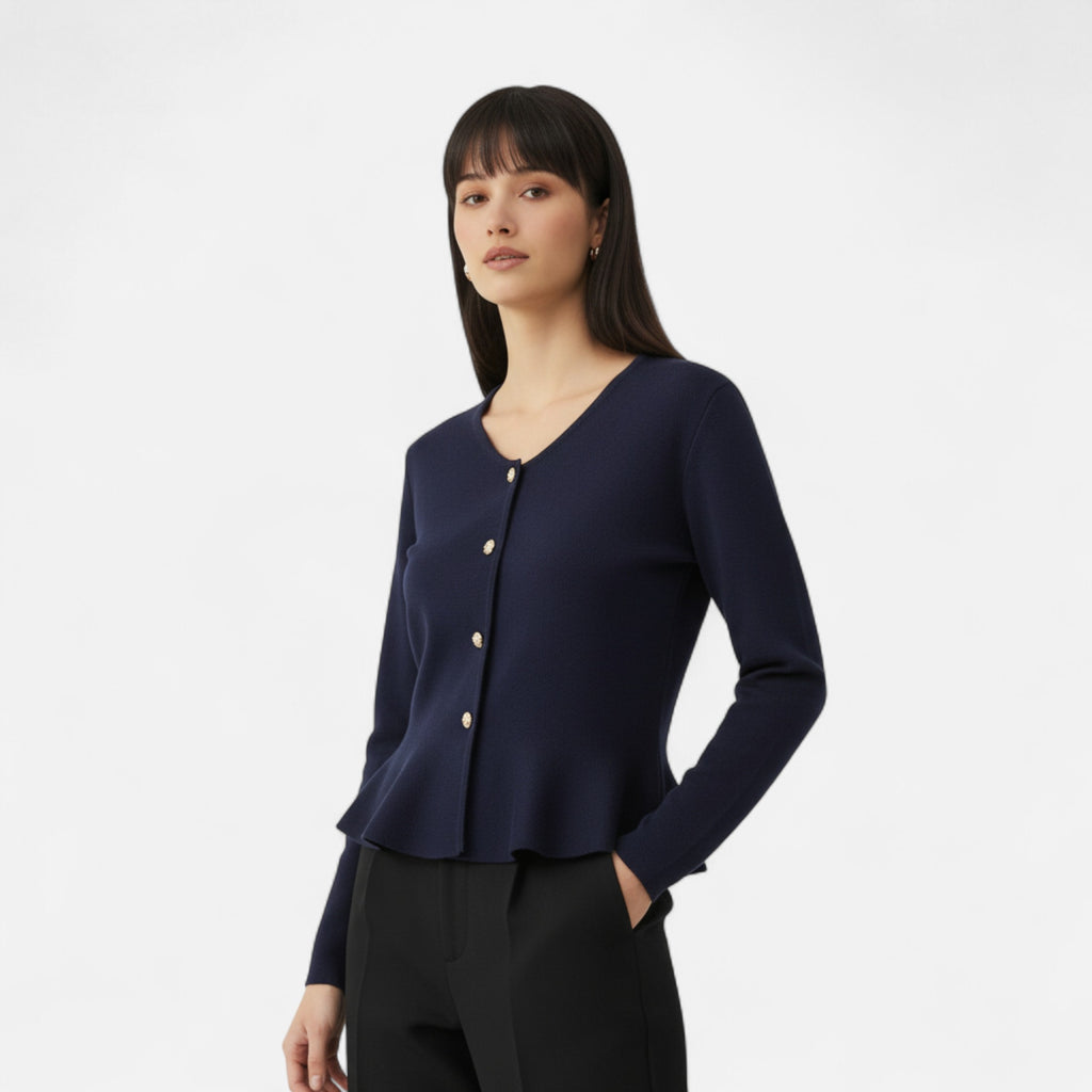 FEMUREA | Women’s Knitted Cardigan – Short Fitted Button-Up