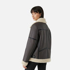 FEMUREA | Women’s Suede Jacket – Belted Faux Shearling Elegance