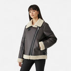 FEMUREA | Women’s Suede Jacket – Belted Faux Shearling Elegance