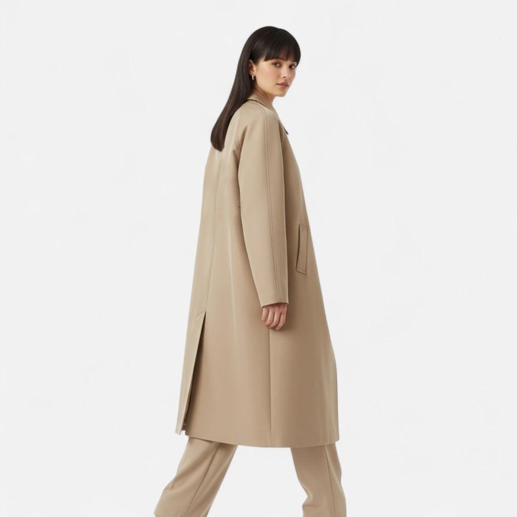 FEMUREA | Women’s Long Trench Coat – Retro Single-Breasted Elegance