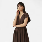 FEMUREA | Women’s V-Neck Midi Dress – Draped Wrap Silhouette
