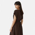 FEMUREA | Women’s V-Neck Midi Dress – Draped Wrap Silhouette