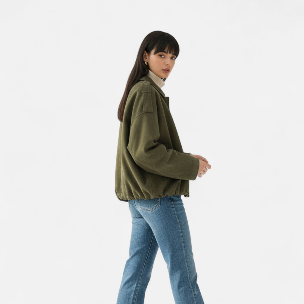 FEMUREA | Women’s Suede Jacket – Vintage Bomber Elegance