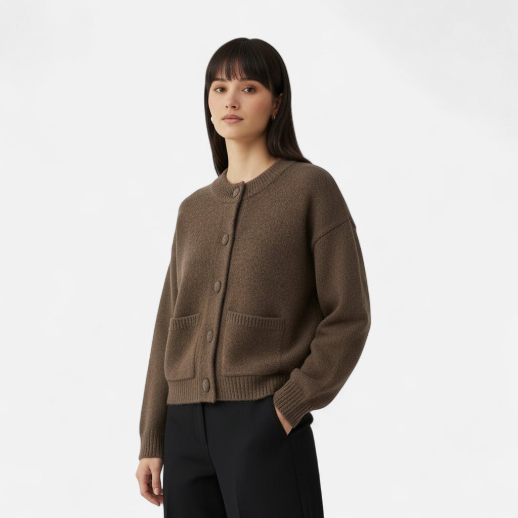FEMUREA | Women’s Knitted Cardigan – Button-Up with Pockets