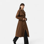 FEMUREA | Women’s Long Faux Suede Coat – Vintage Belted Elegance