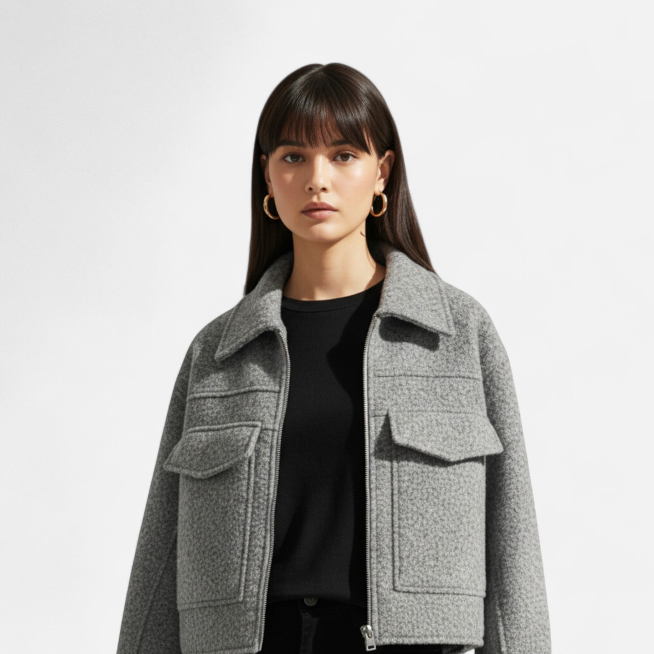 FEMUREA | Women’s Vintage Jacket – Zipped Elegance with Pockets