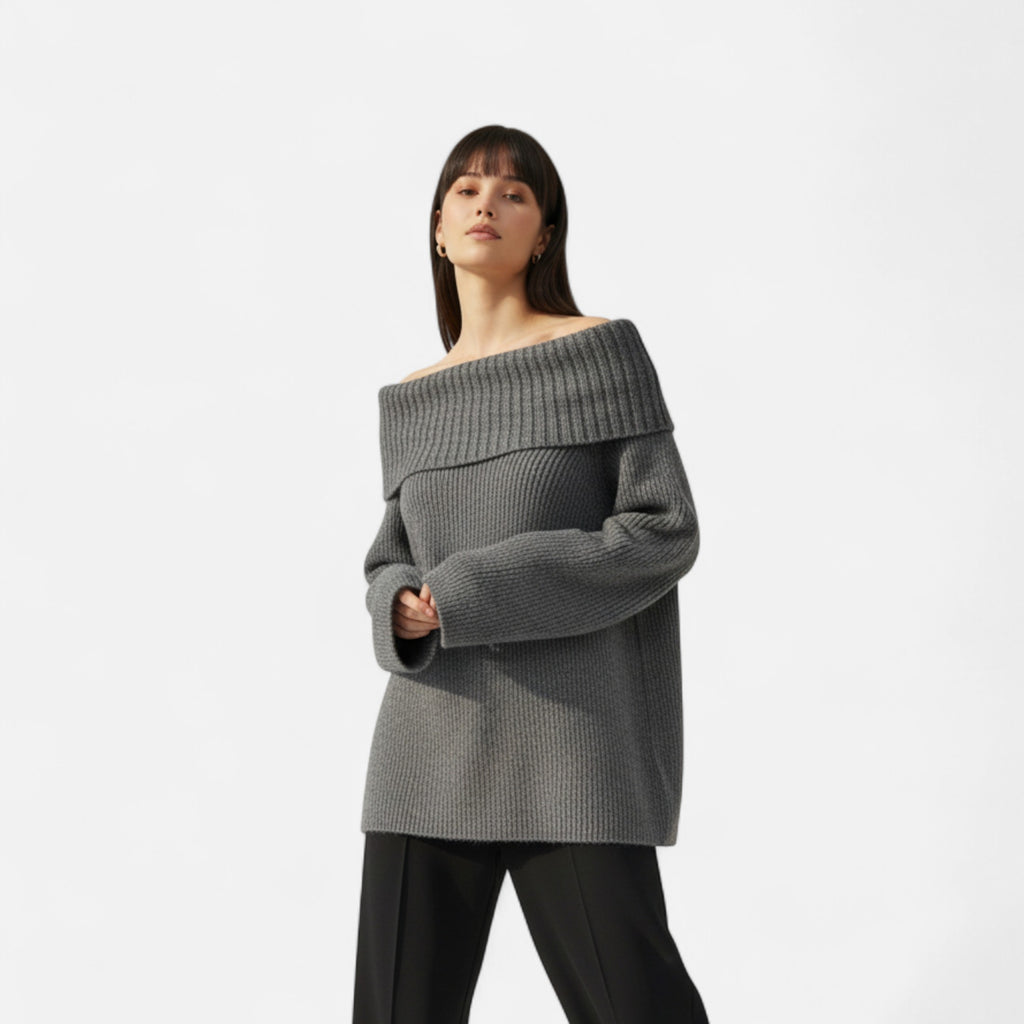 FEMUREA | Women’s Off-Shoulder Jumper – Elegant Knitted Design