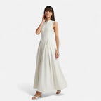 FEMUREA | Women’s Pleated Maxi Dress – Sleeveless Zip Design