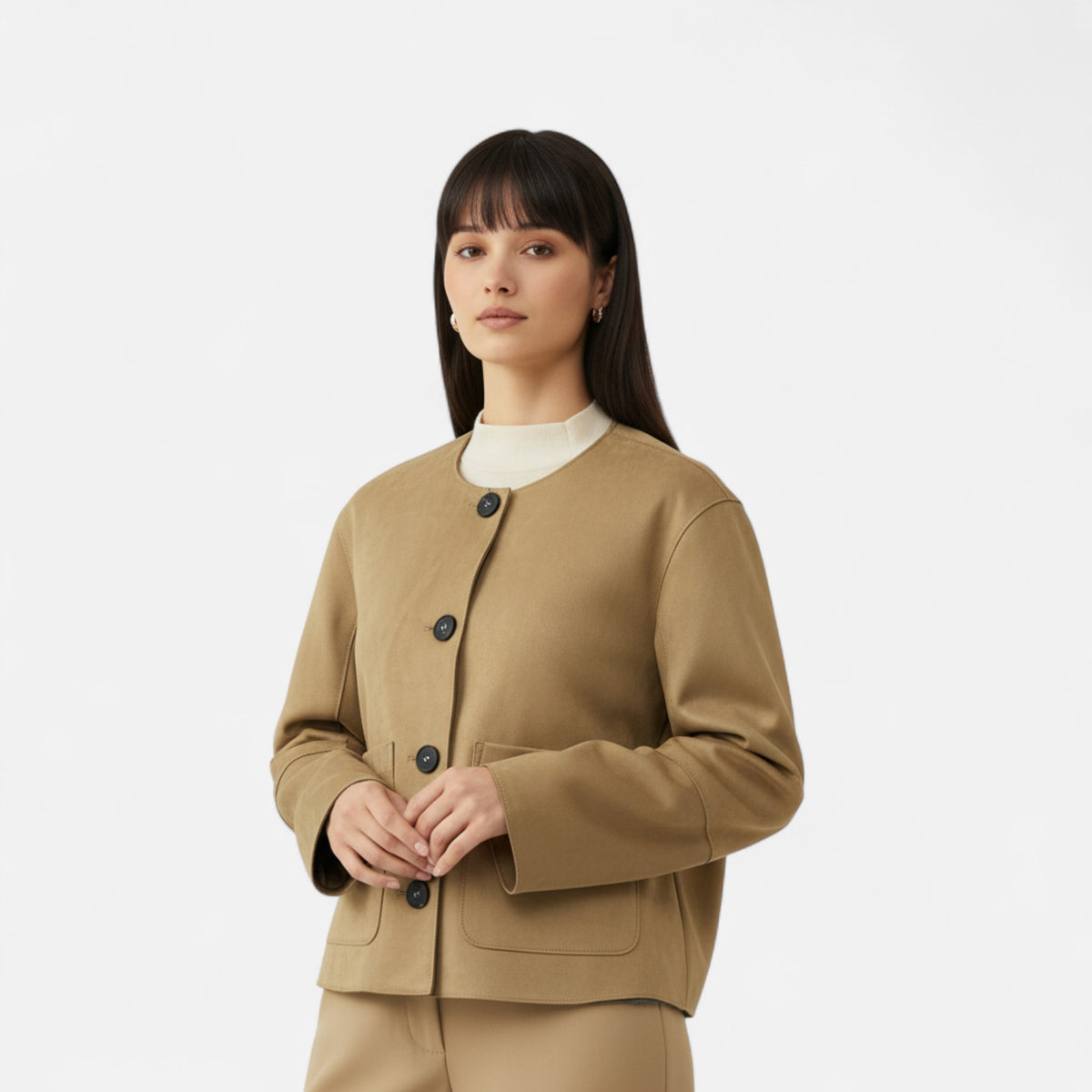 FEMUREA | Women’s Suede Bomber Jacket – Vintage Refined Elegance