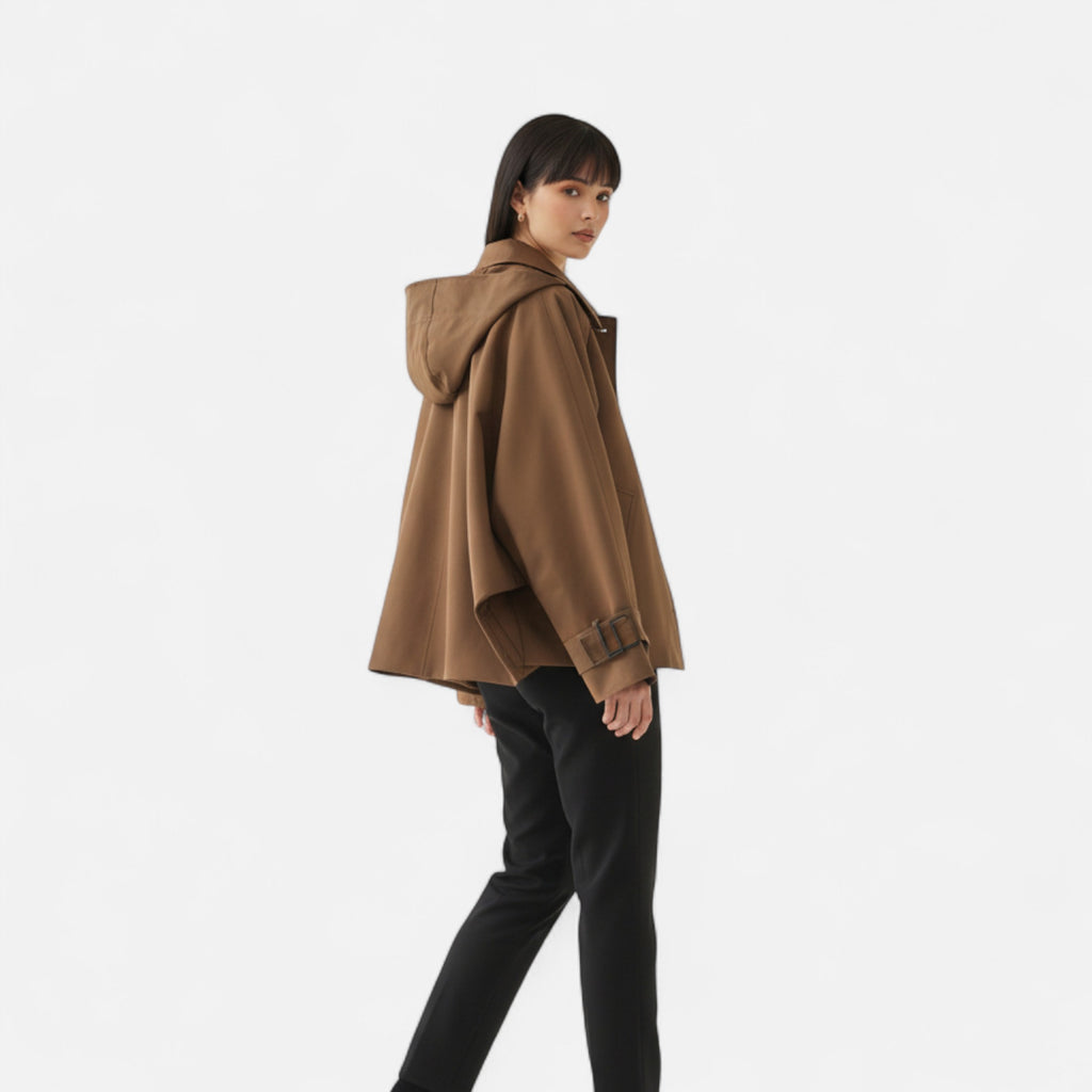 FEMUREA | Women’s Hooded Jacket – Vintage Single-Breasted Elegance