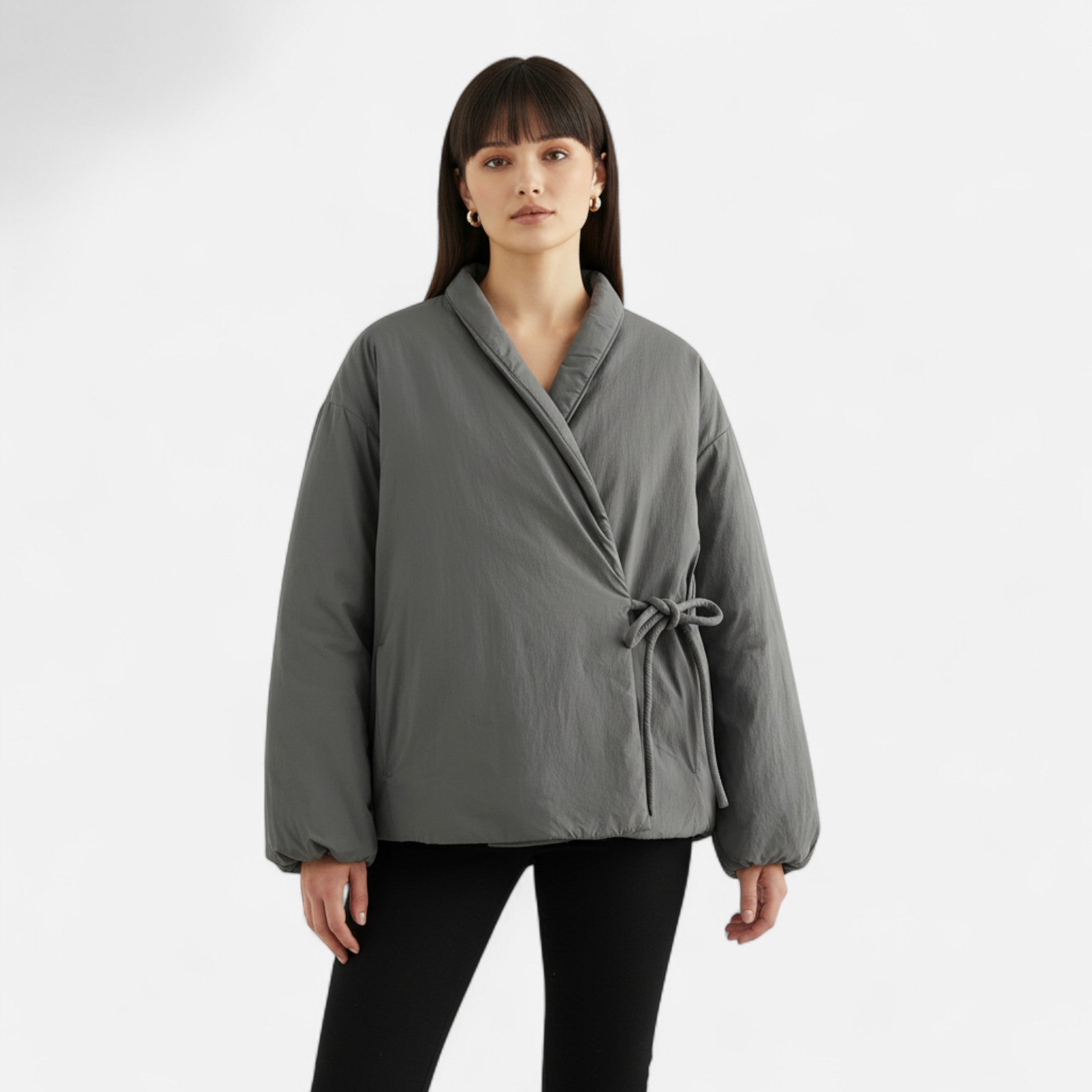 FEMUREA | Women’s Wrap Puffer Jacket – Quilted Tie-Waist Design