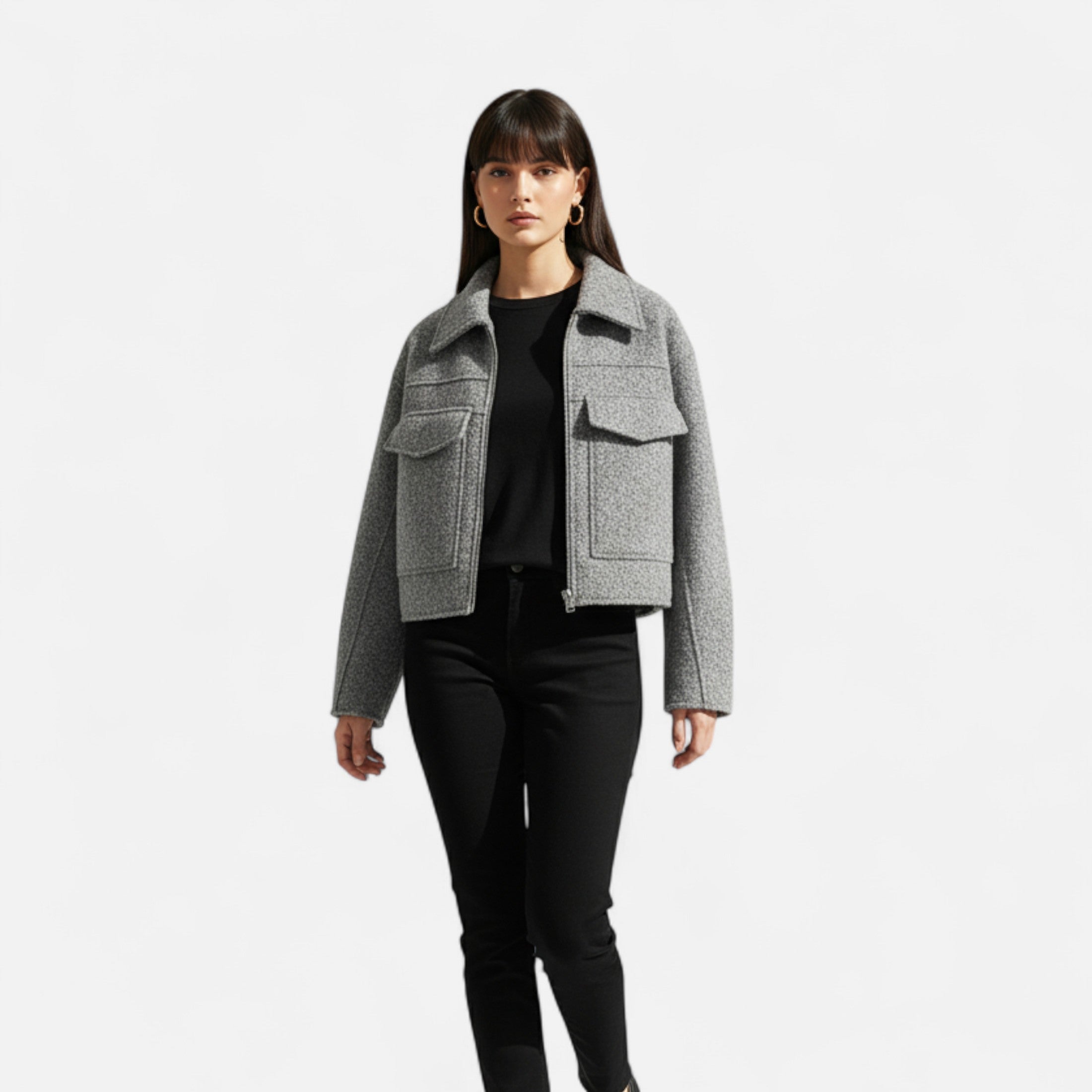 FEMUREA | Women’s Vintage Jacket – Zipped Elegance with Pockets