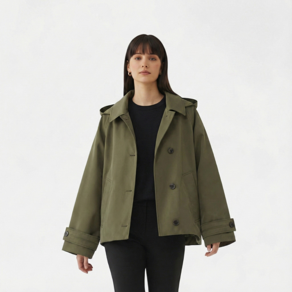 Femurea | Women’s Hooded Jacket – Vintage Single-Breasted Design