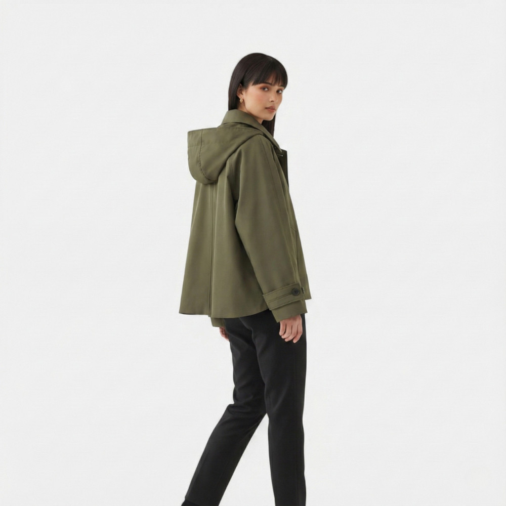 Femurea | Women’s Hooded Jacket – Vintage Single-Breasted Design